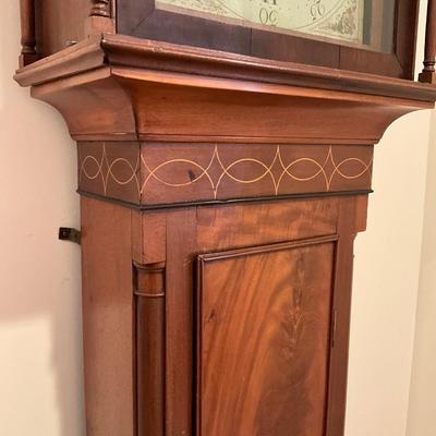 F1143 Antique Pennsylvania Hepplewhite Tall Cherry Case Clock