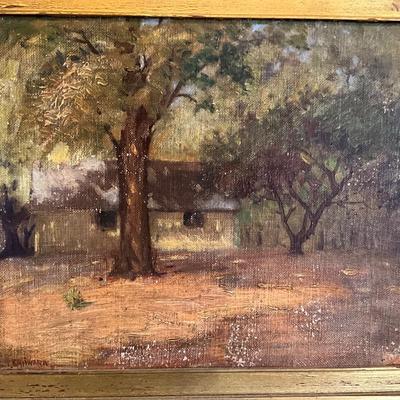 F1145 Antique Original Oil Landscape Painting by Kaiiwara