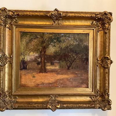 F1145 Antique Original Oil Landscape Painting by Kaiiwara