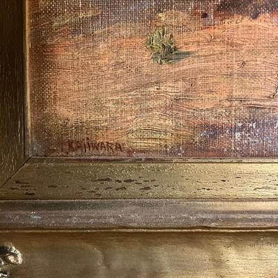 F1145 Antique Original Oil Landscape Painting by Kaiiwara