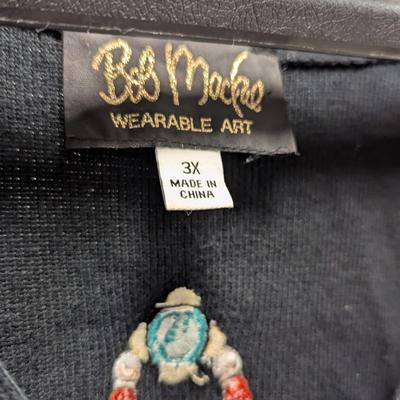 Bob Mackie Black Sweater Wearable Art Shirt Size 3x