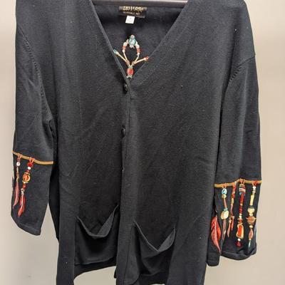Bob Mackie Black Sweater Wearable Art Shirt Size 3x