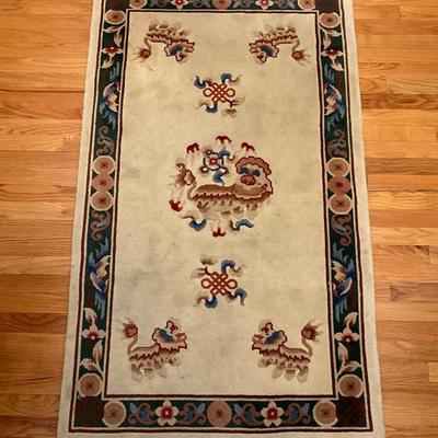 F1148 Vintage Hand Knotted Wool Chinese Rug