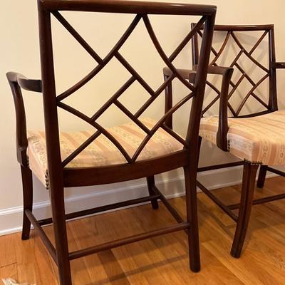 H1151 Pair of Antique Chinese Chippendale Arm Chairs