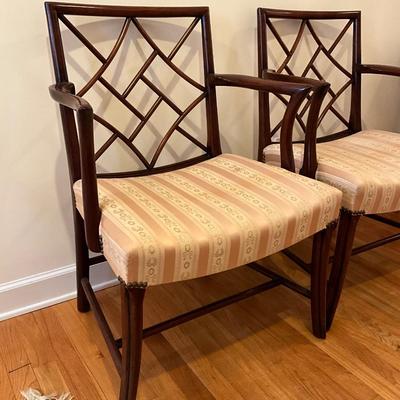 H1151 Pair of Antique Chinese Chippendale Arm Chairs