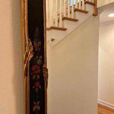 H1152 Carver's Guild Chinese Chinoiserie Black Beveled Mirror