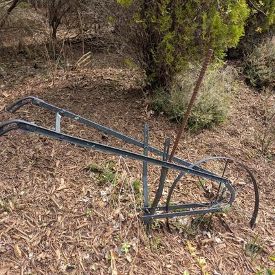 Antique High Wheel Walk Behind Cultivator Yard Decor
