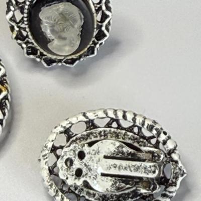 Cameo Pin with Clip on Earrings