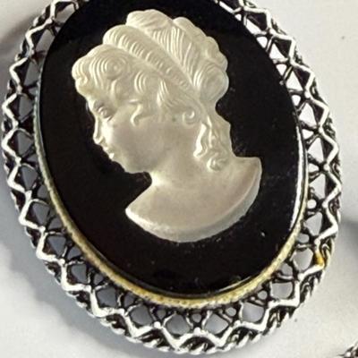 Cameo Pin with Clip on Earrings