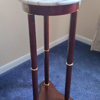 LOT 2L: Round Marble Top Plant Stand/Side Table