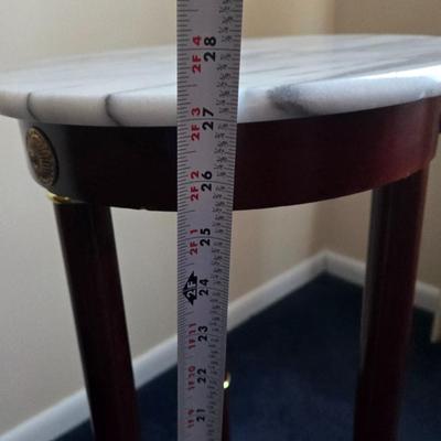 LOT 2L: Round Marble Top Plant Stand/Side Table