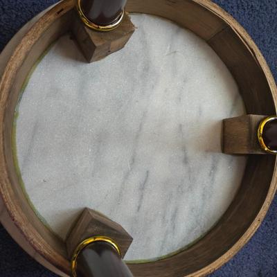 LOT 2L: Round Marble Top Plant Stand/Side Table