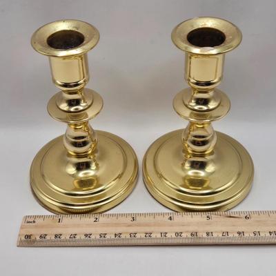 LOT 5L: Assortment of Brass Colored Candlestick Holders