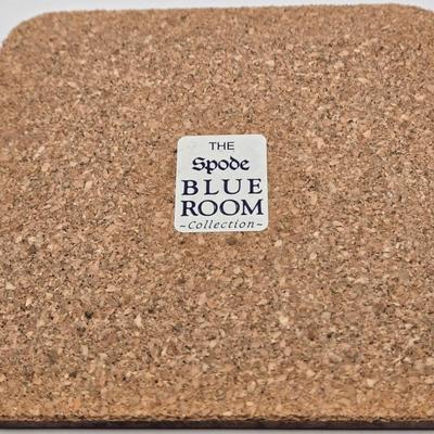 LOT 6L: Vintage Porcelain Blue Plate with Pierced Edges, Spode Plates and Set of Six Coasters, & Small Square Andrea by Sadek Plate