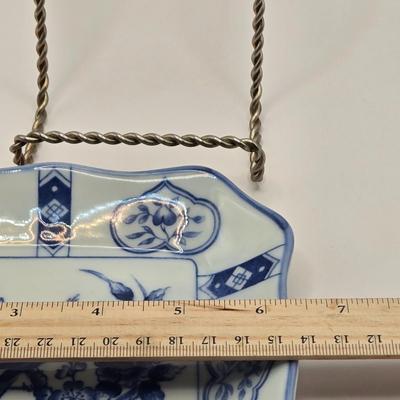 LOT 6L: Vintage Porcelain Blue Plate with Pierced Edges, Spode Plates and Set of Six Coasters, & Small Square Andrea by Sadek Plate