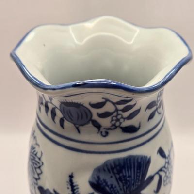 LOT 7L: Willow Blue Series 7 Pitcher, Unknown Make Pot with Lid, Formalities by Baum Bros. Vase, Small Bombay Bowl