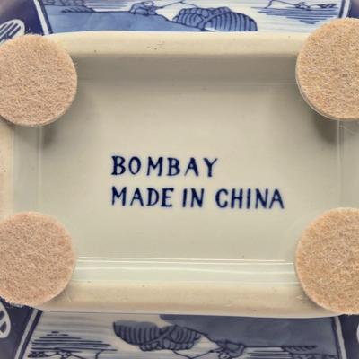 LOT 7L: Willow Blue Series 7 Pitcher, Unknown Make Pot with Lid, Formalities by Baum Bros. Vase, Small Bombay Bowl