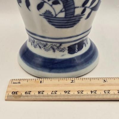 LOT 7L: Willow Blue Series 7 Pitcher, Unknown Make Pot with Lid, Formalities by Baum Bros. Vase, Small Bombay Bowl