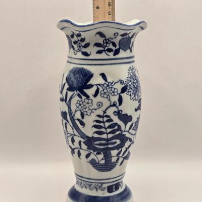 LOT 7L: Willow Blue Series 7 Pitcher, Unknown Make Pot with Lid, Formalities by Baum Bros. Vase, Small Bombay Bowl