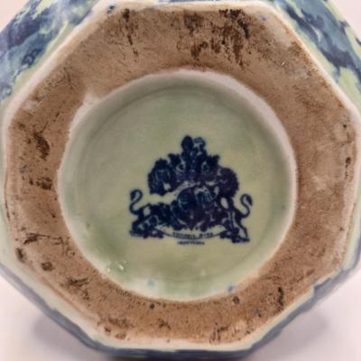 LOT 8L: Unknown Maker Blue and White Flowered Lamp, Victoria Ware Bowl & Small Pitcher