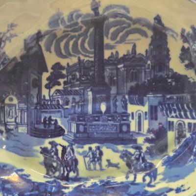 LOT 8L: Unknown Maker Blue and White Flowered Lamp, Victoria Ware Bowl & Small Pitcher