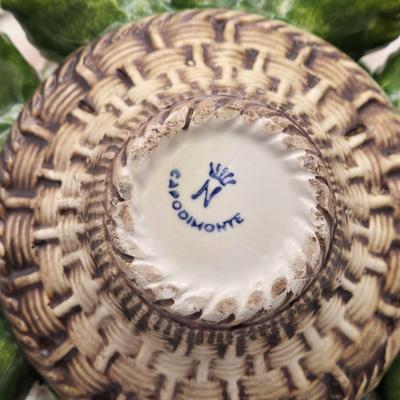 LOT 12L: Vintage Capodimonte Porcelain Rose Basket