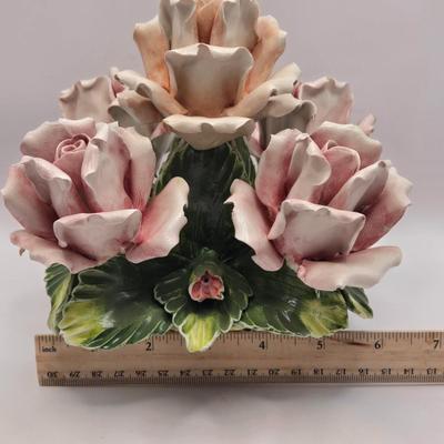 LOT 12L: Vintage Capodimonte Porcelain Rose Basket
