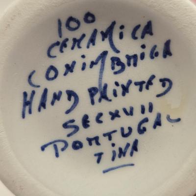 LOT 13L: Asian Porcelain Pitcher, Sadler Teapot, & Hand Painted Bud Vase From Portugal