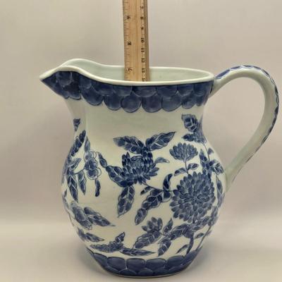 LOT 13L: Asian Porcelain Pitcher, Sadler Teapot, & Hand Painted Bud Vase From Portugal