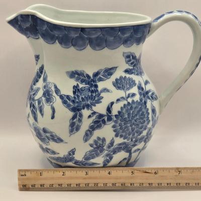 LOT 13L: Asian Porcelain Pitcher, Sadler Teapot, & Hand Painted Bud Vase From Portugal