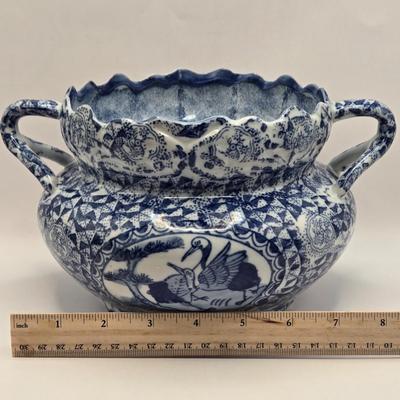 LOT 14L: Hand Made Pitcher with Makers Wording on Bottom, Victoria Ware Pitcher, & Unknown Maker Two Handled Bowl