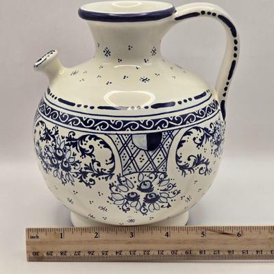LOT 14L: Hand Made Pitcher with Makers Wording on Bottom, Victoria Ware Pitcher, & Unknown Maker Two Handled Bowl