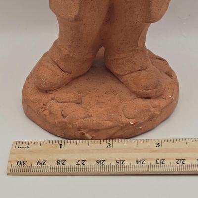 LOT 17L: Shades of Blue & White Bowl; Appears to be Hand Made, Boy Playing Flute Figurine, Small Schmid Brothers Angel, Two Willow...