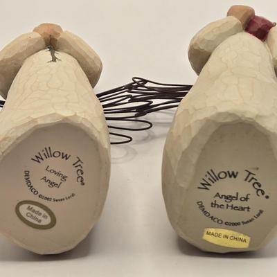 LOT 17L: Shades of Blue & White Bowl; Appears to be Hand Made, Boy Playing Flute Figurine, Small Schmid Brothers Angel, Two Willow...