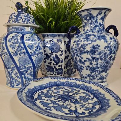 LOT 18L: Variety of Unknown Maker Vase, Plate, Plant Pot & Jar