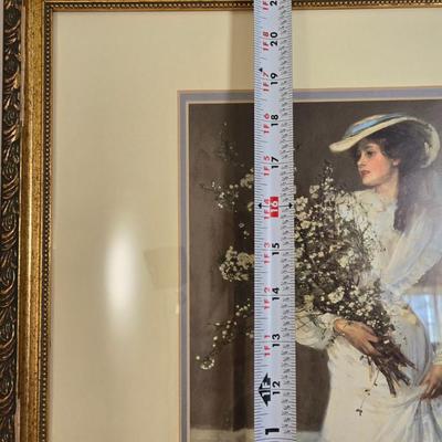 LOT 21L: Victorian Framed Art "Sisters", Victorian Print with Mother & Child, "Spring" Print, & Clayton Hayes...