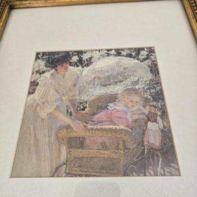 LOT 21L: Victorian Framed Art "Sisters", Victorian Print with Mother & Child, "Spring" Print, & Clayton Hayes...