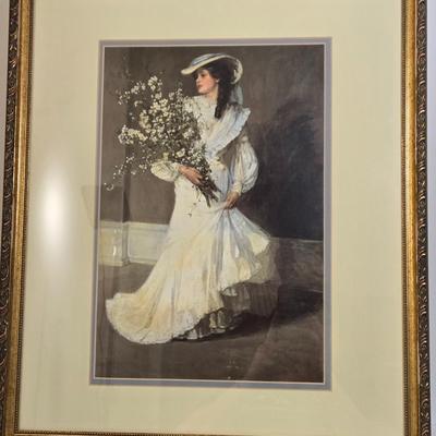 LOT 21L: Victorian Framed Art "Sisters", Victorian Print with Mother & Child, "Spring" Print, & Clayton Hayes...