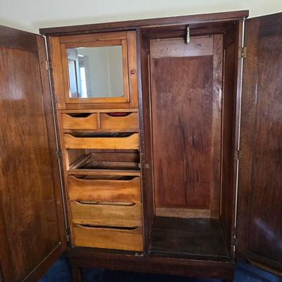 LOT 22L: Antique Solid Wood Armoire