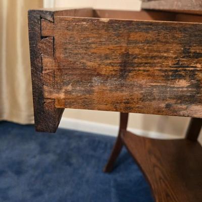 LOT 25L: Small Antique Solid Wood Secretary Desk