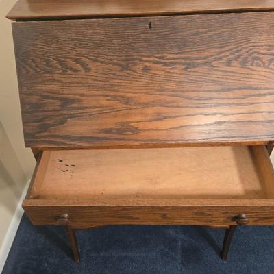 LOT 25L: Small Antique Solid Wood Secretary Desk