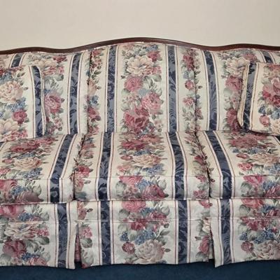 LOT 27L: Broyhill 3 Seat Sofa with 2 Accent Pillows