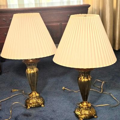 LOT 30L: Two Brass Toned Table Lamps
