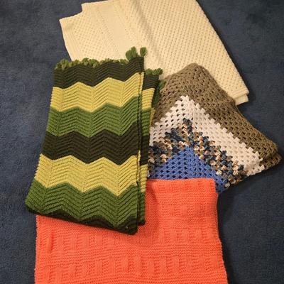 LOT 31L: Various Hand Crocheted Afghan Blankets