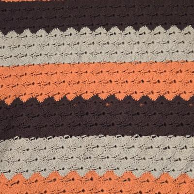 LOT 32L: Two Hand Crocheted Afghan Blankets & Reversible Leaf Blanket