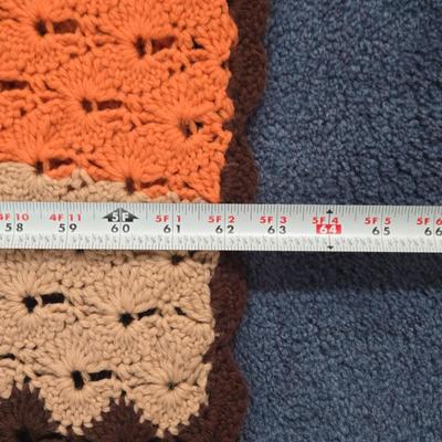 LOT 32L: Two Hand Crocheted Afghan Blankets & Reversible Leaf Blanket