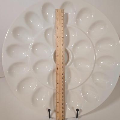 LOT 35D: Deviled Egg Plate, & Two Handled Chip/Veggies/Fruit and Dip Platter