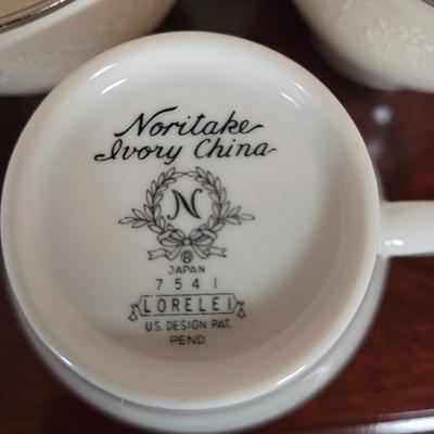 LOT 36D: Complete Set of Noritake Ivory China ; Lorelei Pattern with Some Extra Pieces