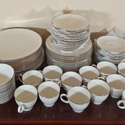 LOT 36D: Complete Set of Noritake Ivory China ; Lorelei Pattern with Some Extra Pieces