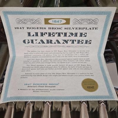 LOT 37D: 1847 Rogers Bros. Silverplate Flatware in Wooden Box